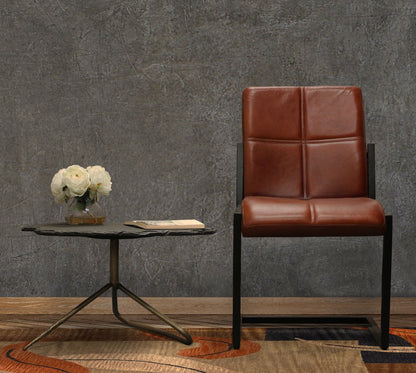 Cinnamon and Black Upholstered Leather Dining Side Chair