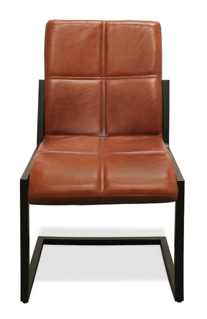 Cinnamon and Black Upholstered Leather Dining Side Chair