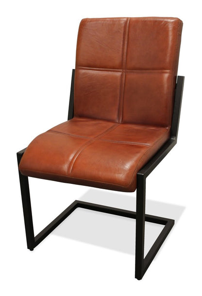 Cinnamon and Black Upholstered Leather Dining Side Chair
