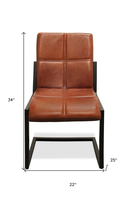 Cinnamon and Black Upholstered Leather Dining Side Chair