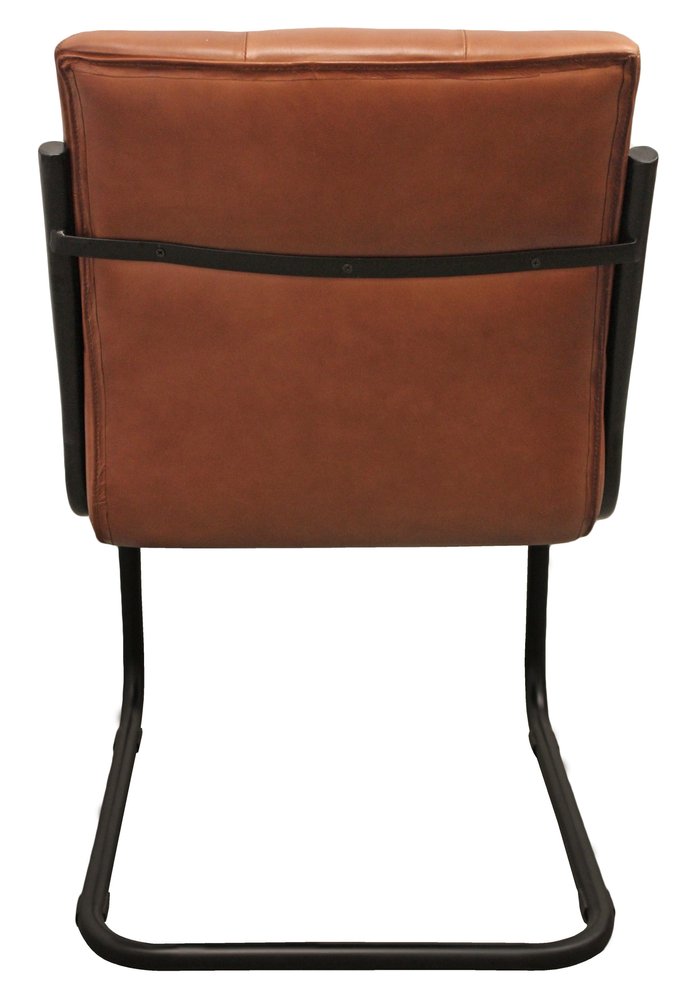 Tufted Cinnamon and Black Upholstered Leather Dining Side Chair