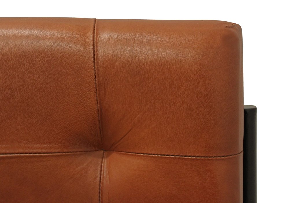 Tufted Cinnamon and Black Upholstered Leather Dining Side Chair
