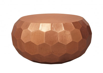 28" Copper Iron Hexagon Drum Drum Coffee Table