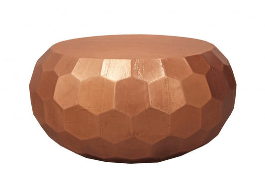 28" Copper Iron Hexagon Drum Drum Coffee Table