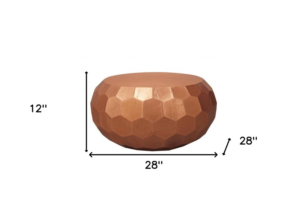 28" Copper Iron Hexagon Drum Drum Coffee Table