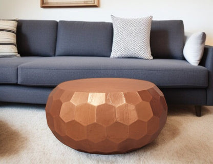 28" Copper Iron Hexagon Drum Drum Coffee Table