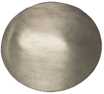 32" White and Natural Iron and Solid Wood Round Drum Coffee Table