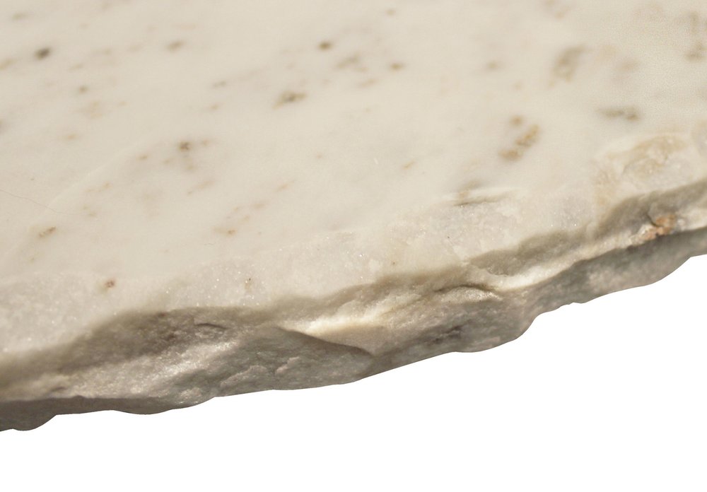 30" Ivory and Brass Genuine Marble and Iron Round Frame Coffee Table