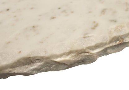 30" Ivory and Brass Genuine Marble and Iron Round Frame Coffee Table