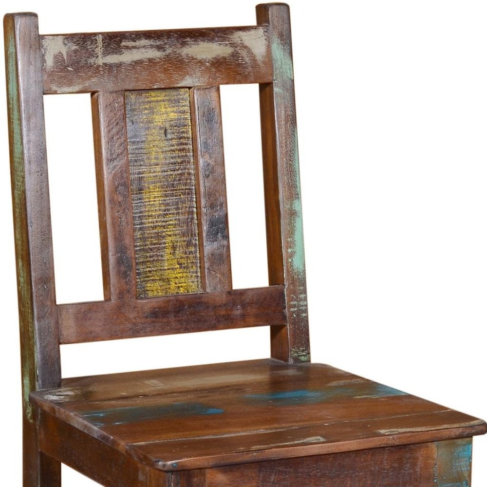 30" Brown Solid Wood Bar Height Bar Chair