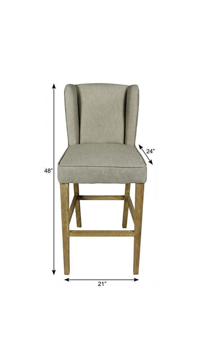 30" Gray And Brown Solid Wood Bar Height Bar Chair