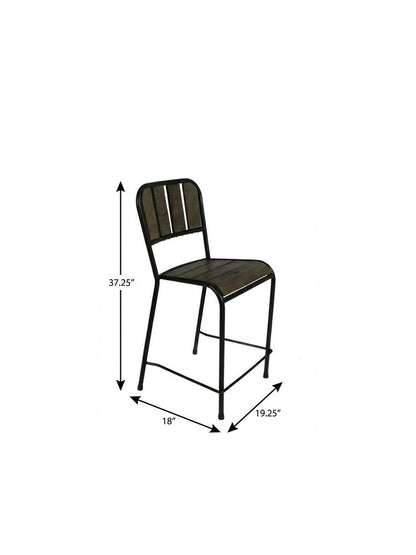 25" Brown And Black Iron Counter Height Bar Chair