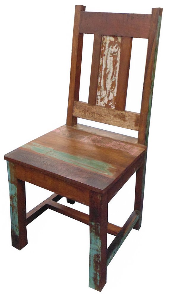 Set of Two Brown Slat Back Dining Side Chairs