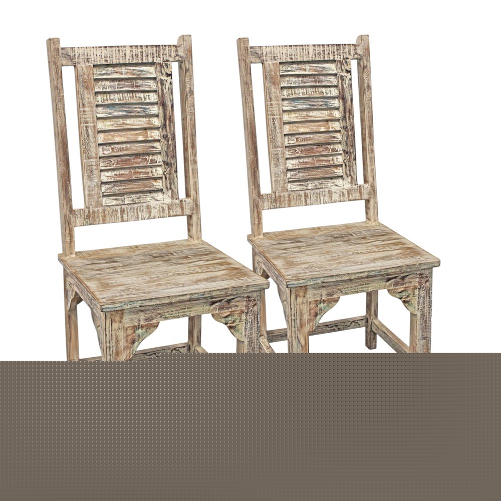 Set of Two Light Brown Wood Slat Back Dining Side Chairs