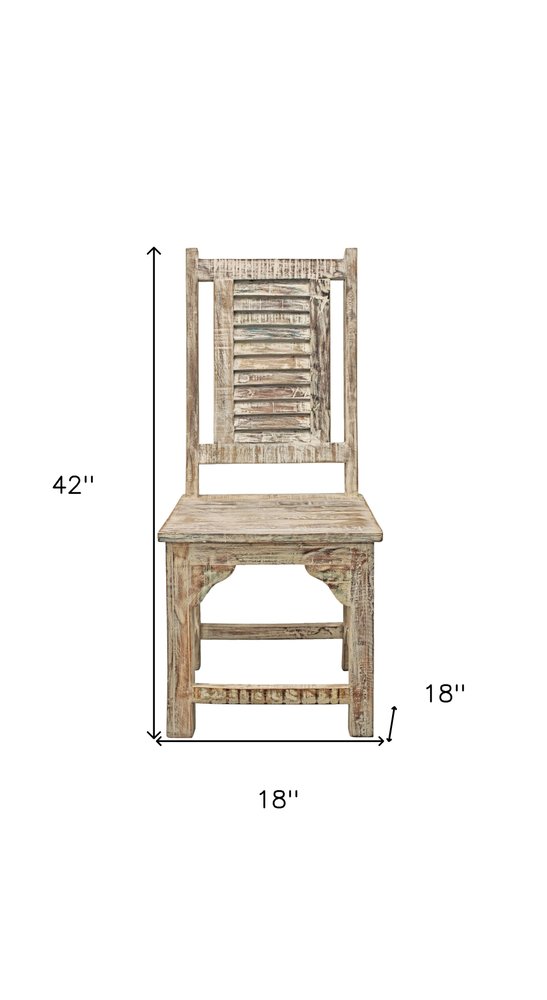 Set of Two Light Brown Wood Slat Back Dining Side Chairs