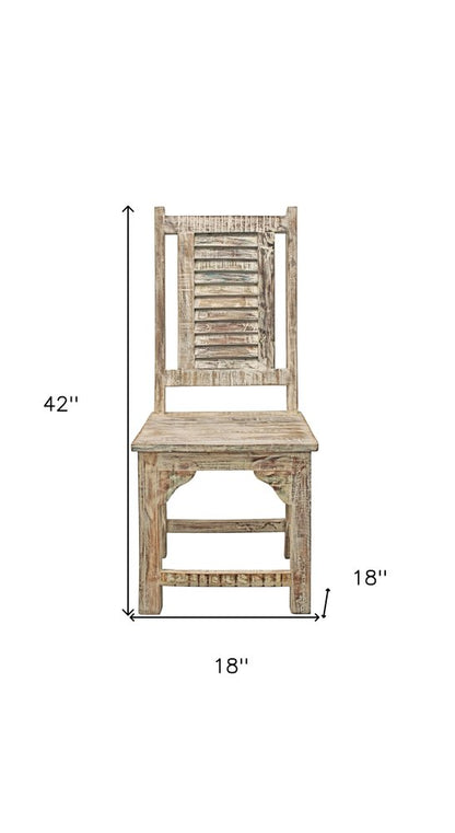 Set of Two Light Brown Wood Slat Back Dining Side Chairs