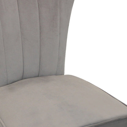 Set of Two Gray And Brown Upholstered Velvet Dining Parsons Chairs