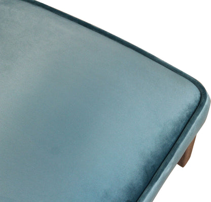 Set of Two Teal Blue and Brown Upholstered Velvet Dining Parsons Chairs