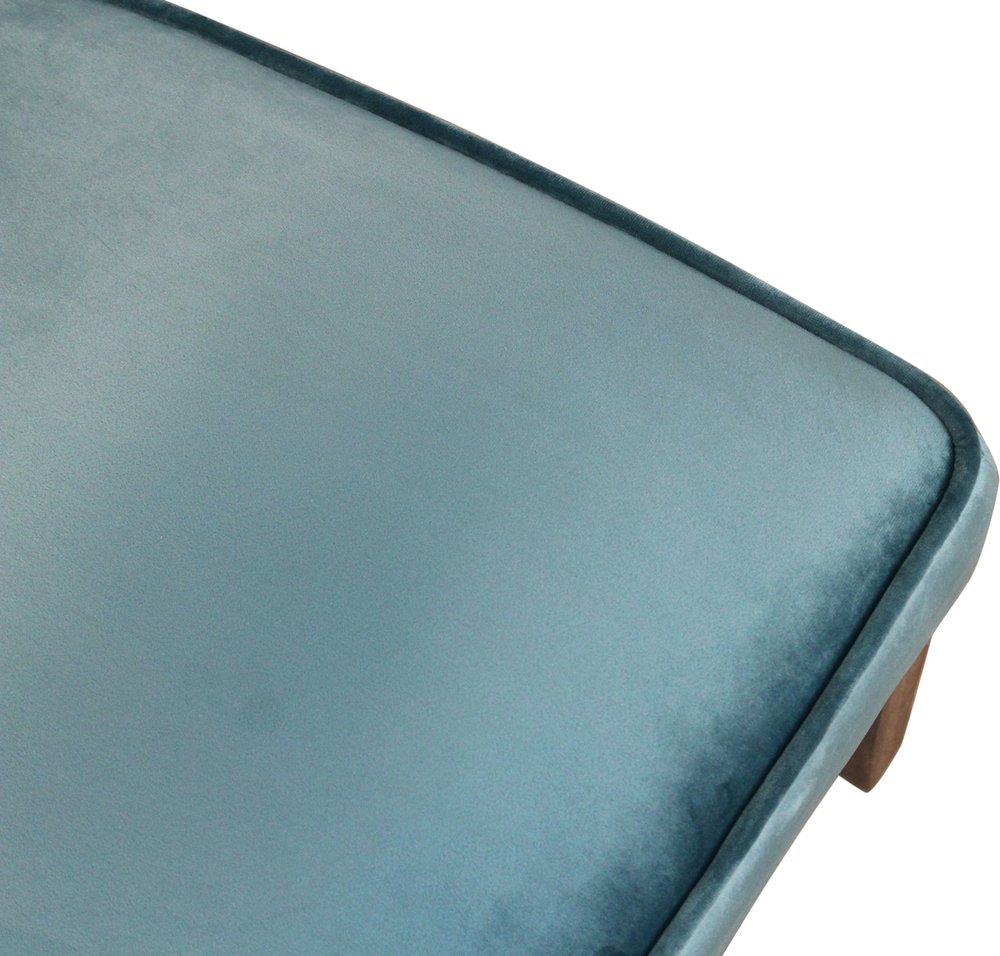 Set of Two Teal Blue and Brown Upholstered Velvet Dining Parsons Chairs