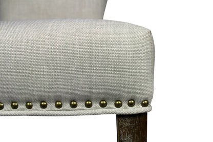 Set of Two Ivory and Brown Upholstered Fabric Dining Parsons Chairs