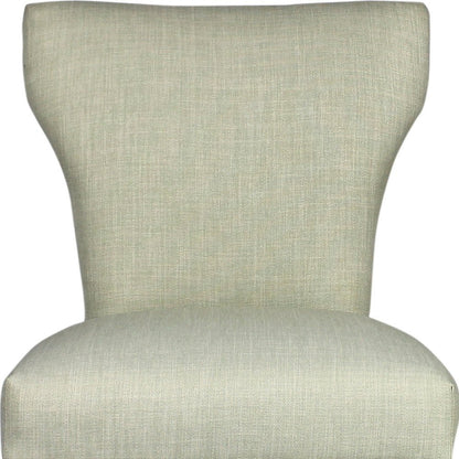 Set of Two Ivory and Brown Upholstered Fabric Dining Parsons Chairs