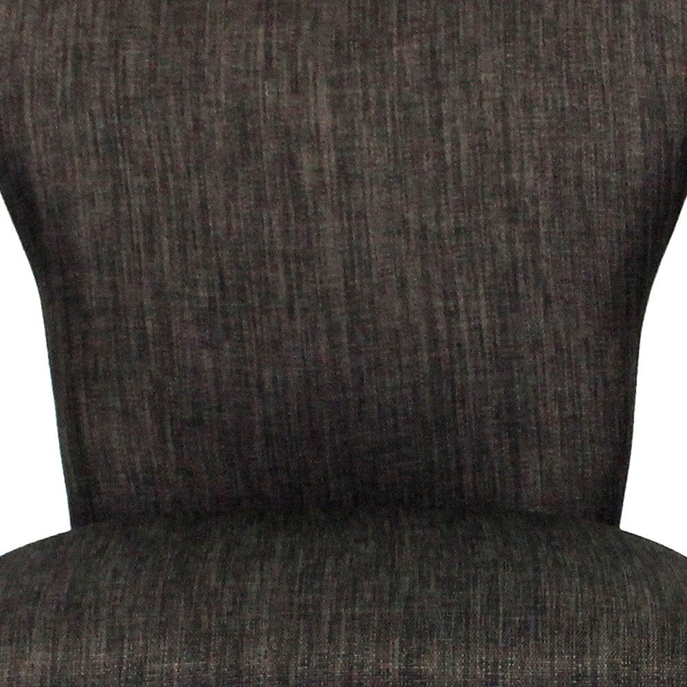 Set of Two Dark Gray And Brown Upholstered Fabric Dining Parsons Chairs