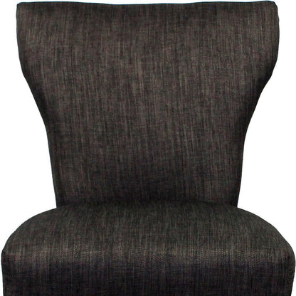 Set of Two Dark Gray And Brown Upholstered Fabric Dining Parsons Chairs