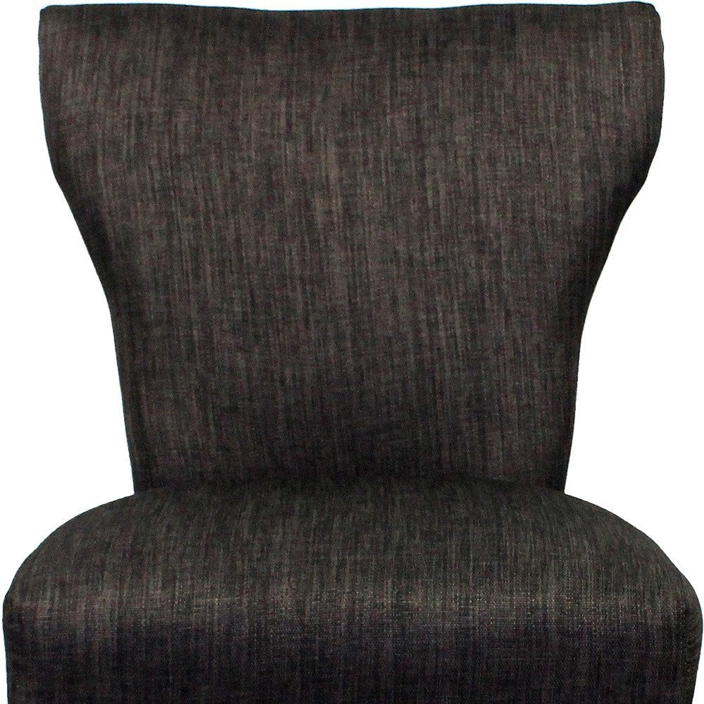 Set of Two Dark Gray And Brown Upholstered Fabric Dining Parsons Chairs