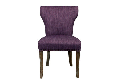 Set of Two Purple and Brown Upholstered Fabric Dining Parsons Chairs