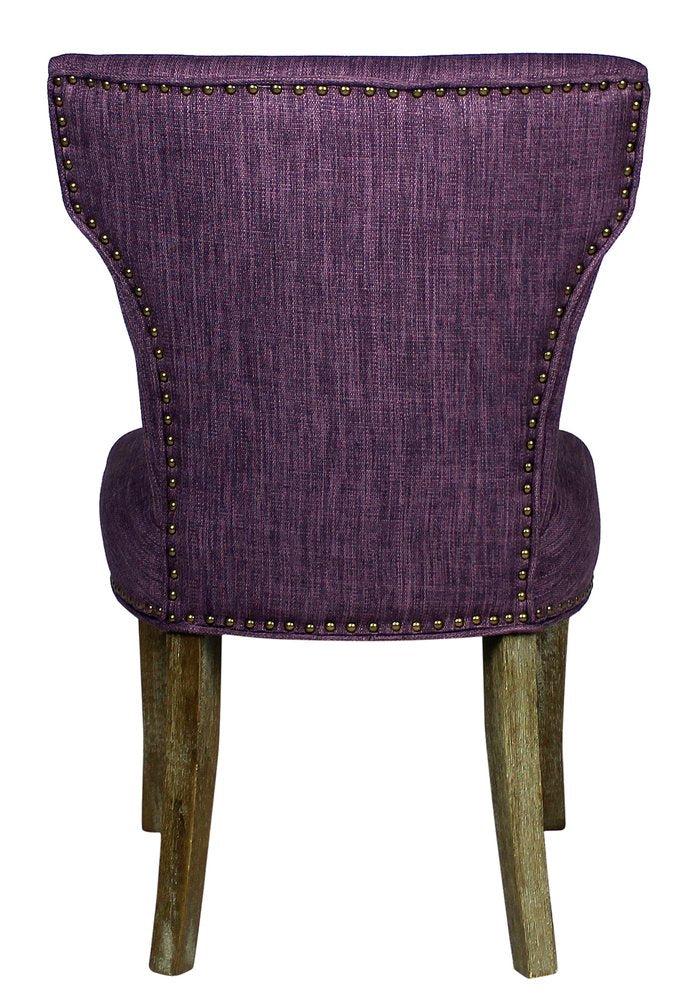 Set of Two Purple and Brown Upholstered Fabric Dining Parsons Chairs