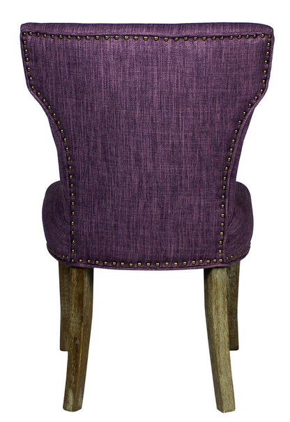 Set of Two Purple and Brown Upholstered Fabric Dining Parsons Chairs