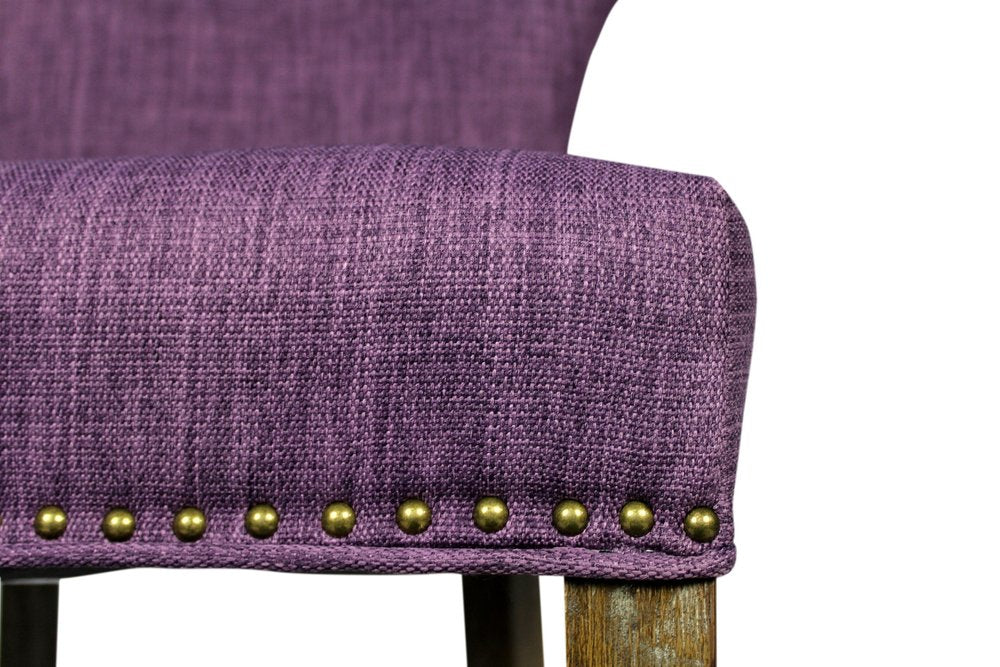 Set of Two Purple and Brown Upholstered Fabric Dining Parsons Chairs