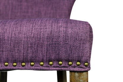 Set of Two Purple and Brown Upholstered Fabric Dining Parsons Chairs