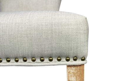 Set of Two Ivory and Natural Upholstered Fabric Dining Parsons Chairs