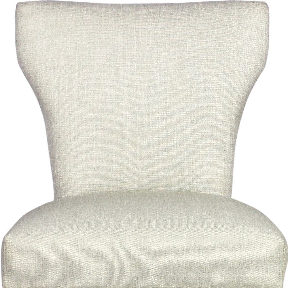 Set of Two Ivory and Natural Upholstered Fabric Dining Parsons Chairs