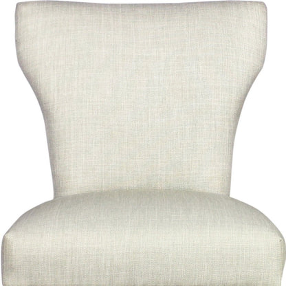 Set of Two Ivory and Natural Upholstered Fabric Dining Parsons Chairs