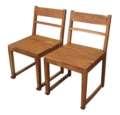 Set of Two Natural Ladder Back Dining Side Chairs
