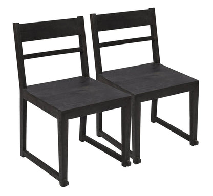 Set of Two Dark Gray Ladder Back Dining Side Chairs