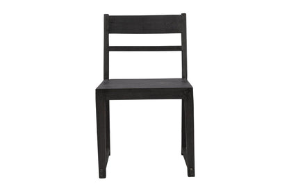 Set of Two Dark Gray Ladder Back Dining Side Chairs