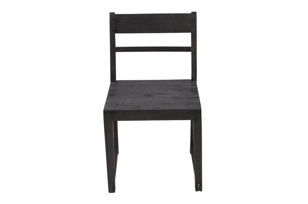 Set of Two Dark Gray Ladder Back Dining Side Chairs