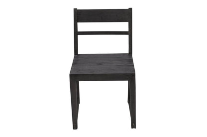 Set of Two Dark Gray Ladder Back Dining Side Chairs