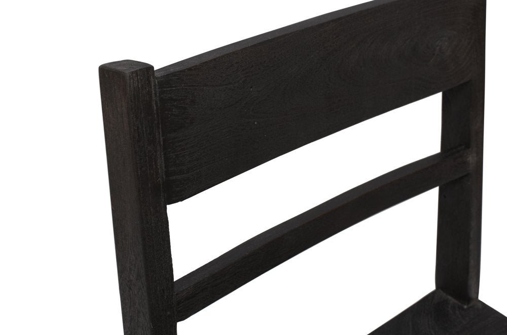 Set of Two Dark Gray Ladder Back Dining Side Chairs