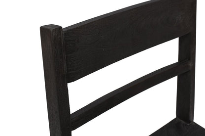 Set of Two Dark Gray Ladder Back Dining Side Chairs