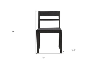 Set of Two Dark Gray Ladder Back Dining Side Chairs