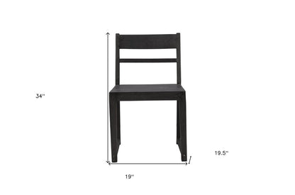 Set of Two Dark Gray Ladder Back Dining Side Chairs