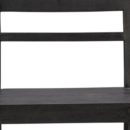 Set of Two Dark Gray Ladder Back Dining Side Chairs