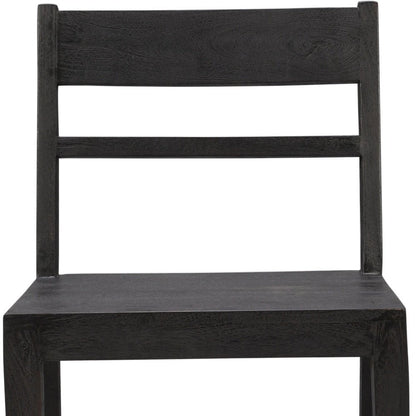 Set of Two Dark Gray Ladder Back Dining Side Chairs