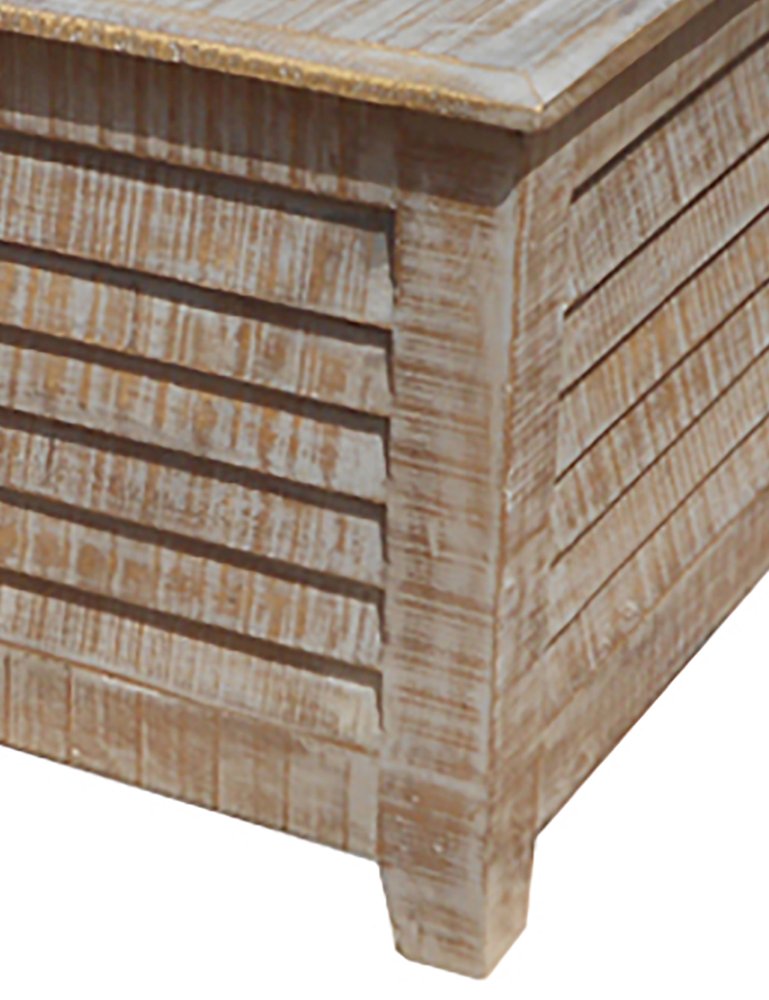 40" Gray Solid Wood Square Distressed Lift Top Solid Trunk Coffee Table