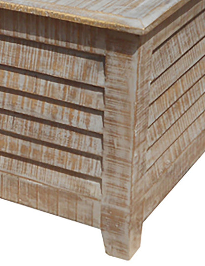 40" Gray Solid Wood Square Distressed Lift Top Solid Trunk Coffee Table