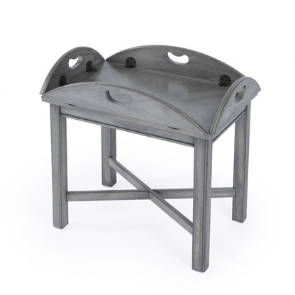 30" Gray Wood Oval Distressed Coffee Table